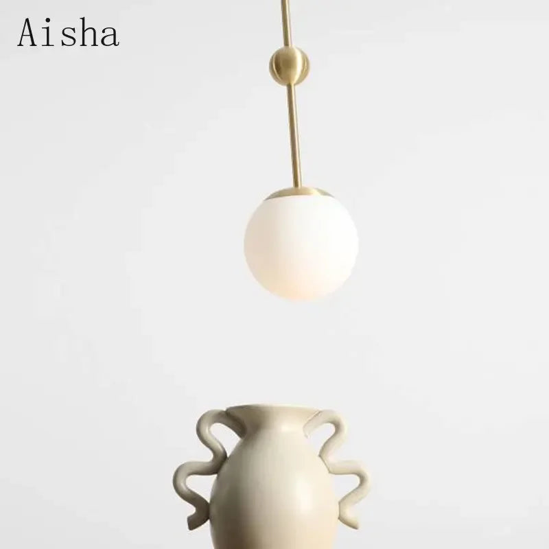 lustre en verre doré design créatif trois têtes éclairage moderne - vue 6 sur 9