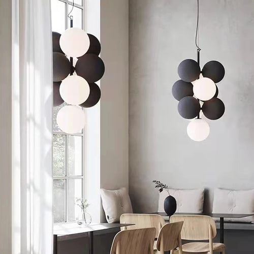 Moderne Pendelleuchte mit verstellbarem Kabel und Glaskolben - vue 5 sur 10