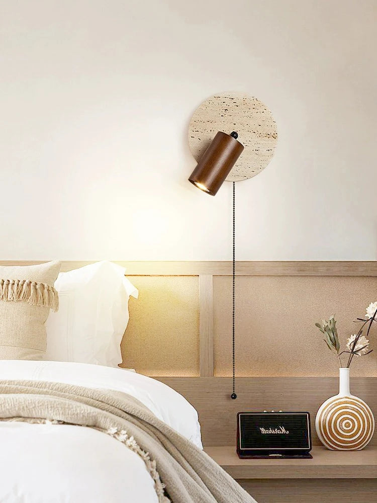 Lampe de lecture ronde en pierre à côté de mur Led - vue 3 sur 7
