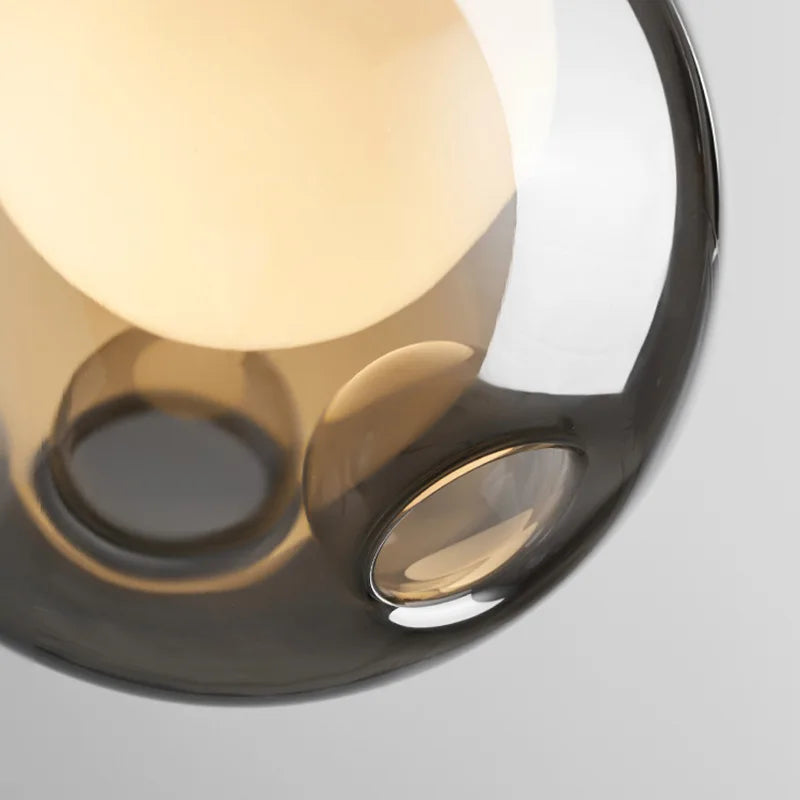 Nordischer Glas-Lampenschirm LED minimalistisch Design Leuchte - vue 3 sur 5