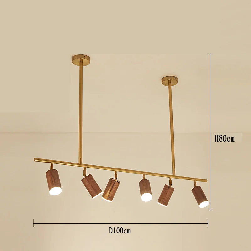 Moderner LED-Kronleuchter aus Nussbaumholz für die Wohnungsdekoration - vue 6 sur 7