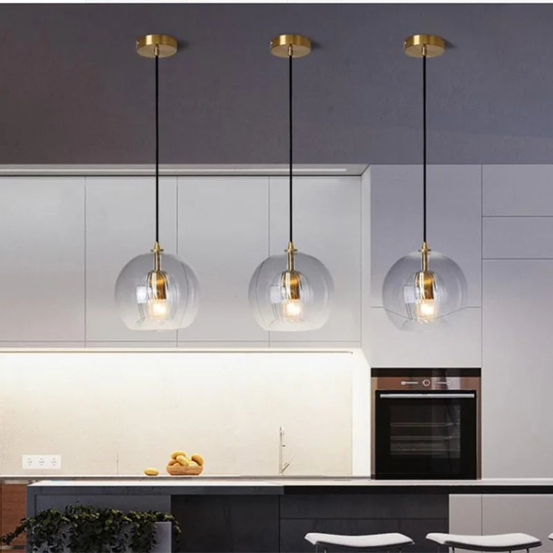 lustre nordique led en verre pour restaurant et bureau - vue 6 sur 9