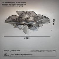 Plafonnier LED en PVC noir pour chambre à coucher