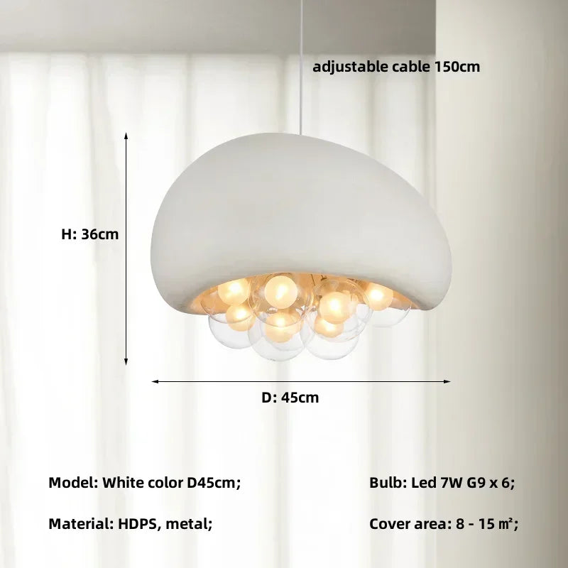 lustre suspendu minimaliste style wabi sabi avec éclairage led - vue 8 sur 12