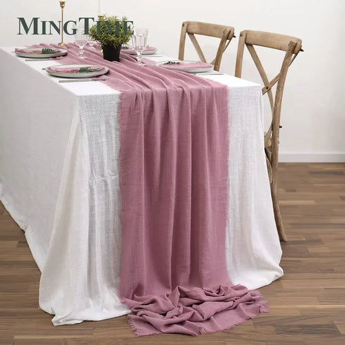 Chemin de table coton gaze style vintage mariage - vue 30 sur 29