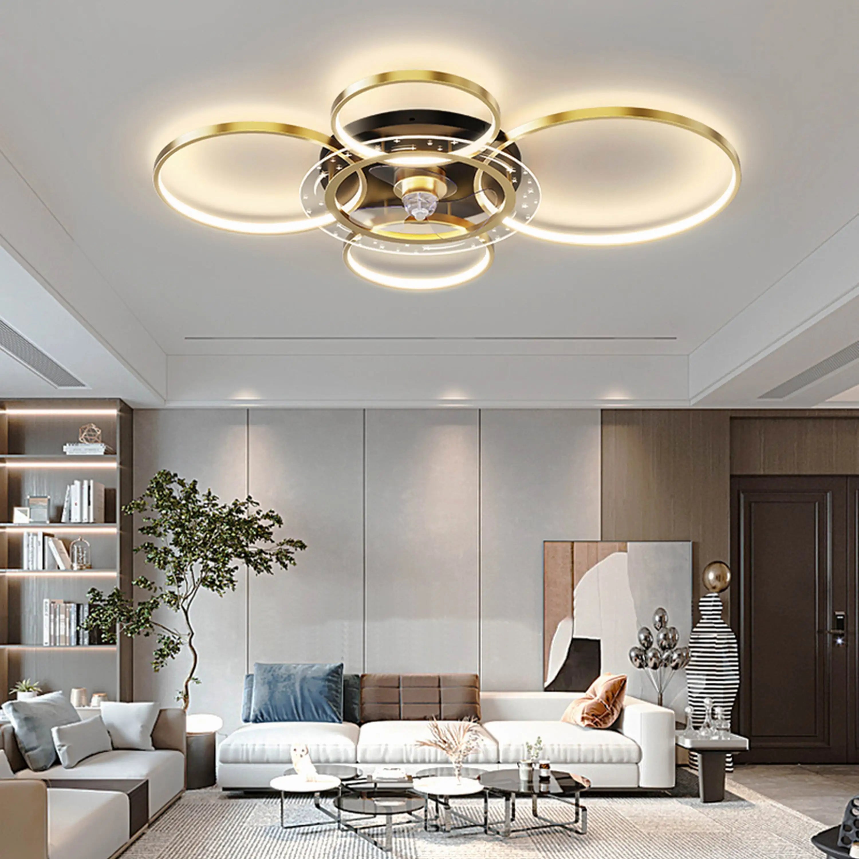 Plafonnier design avec des cercles à LED - vue 3 sur 7