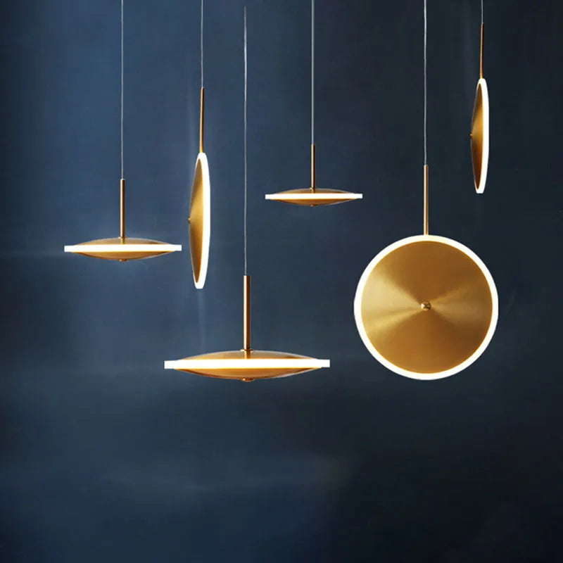 lampe led ronde métal art déco avec fil réglable - vue 2 sur 12