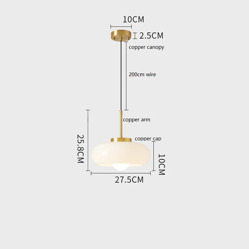 Bauhaus-Pendelleuchte aus Glas und goldfarbenem Metall mit LED - vue 11 sur 20