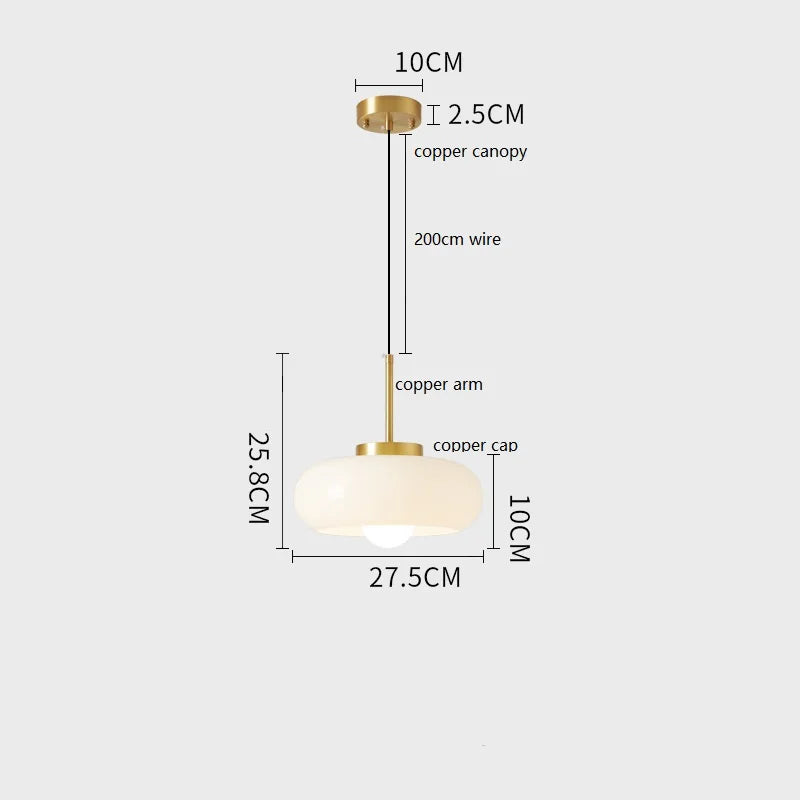 Bauhaus-Pendelleuchte aus Glas und goldfarbenem Metall mit LED - vue 10 sur 20