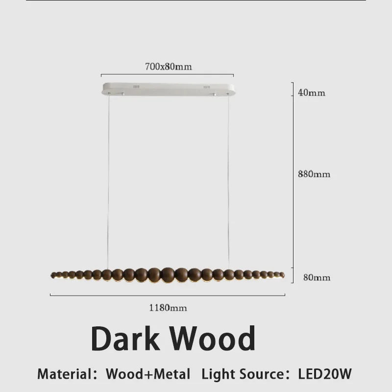 Moderne Pendelleuchte aus Holz LED-Langversion für Esstisch, Küche, Wohnzimmer und Büro