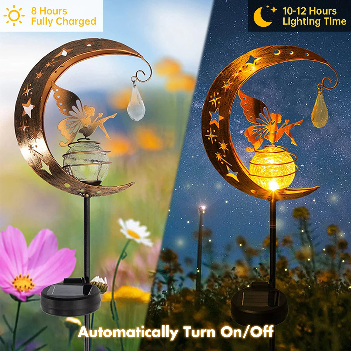 lampes solaires en verre pour jardin féérique décor extérieur - vue 4 sur 9