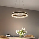 plafonnier led suspendu design minimaliste avec anneaux en cristal