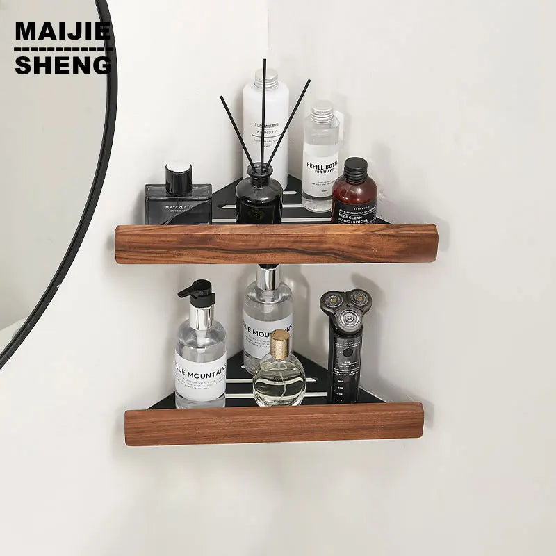 Wall Mount Floating Shelves, Wood and Aluminium, Storage Rack, Home Decor, Living Room, Bedroom, Bathroom, Kitch