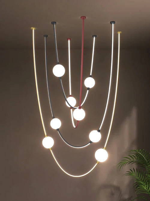 lustre moderne nordique lumineux à ligne incurvée intérieur extérieur