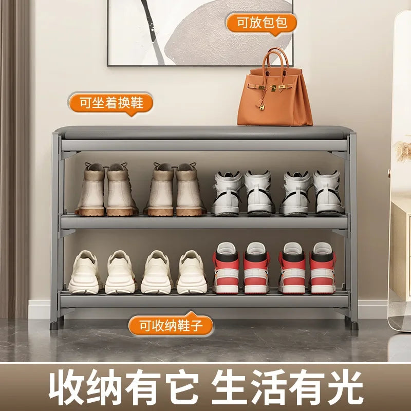 banc à chaussures rembourré en mousse avec rangement pratique - vue 3 sur 5
