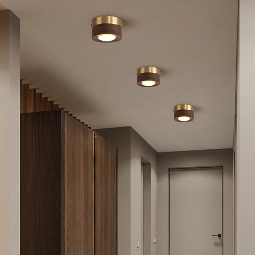 Deckenleuchten aus Nussbaum und Esche mit LED für dekorative Beleuchtung - vue 3 sur 10