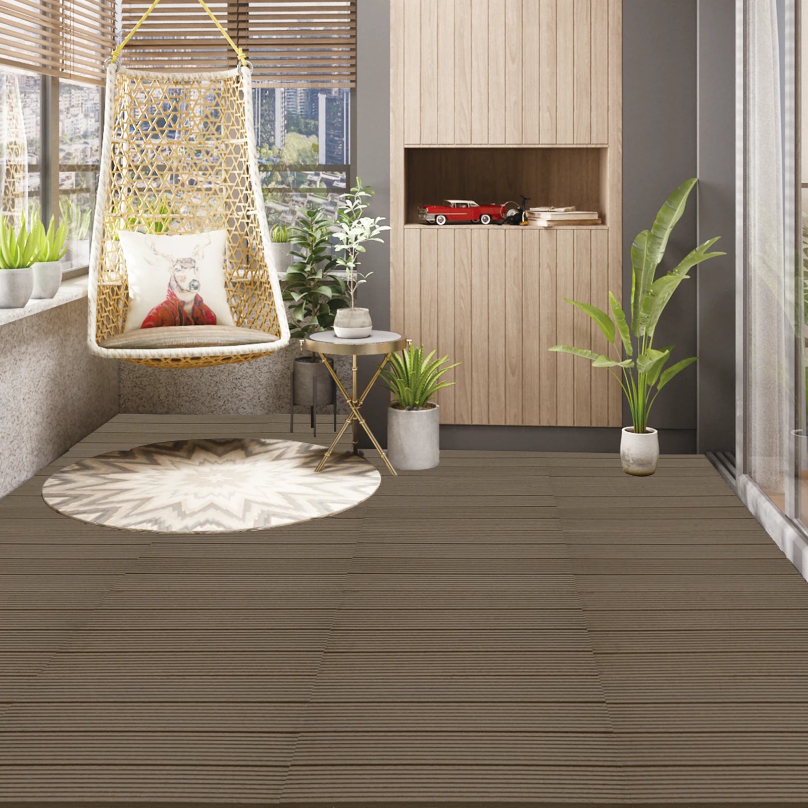 Lames terrasse wpc clipsables effet bois 30x60 1m2