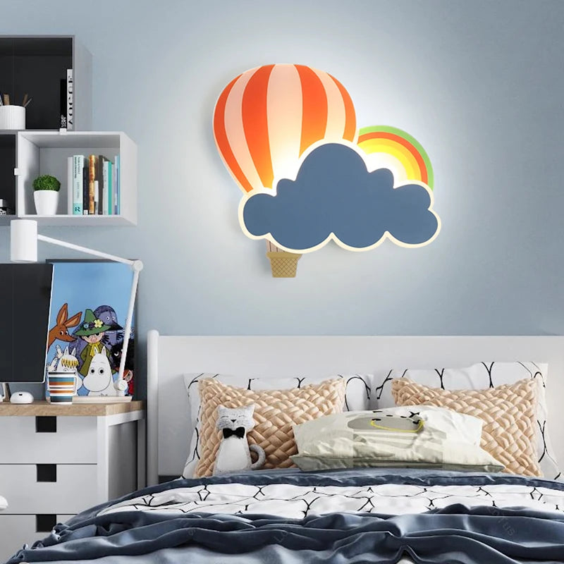 applique murale led nuage de ballons à air chaud pour enfants