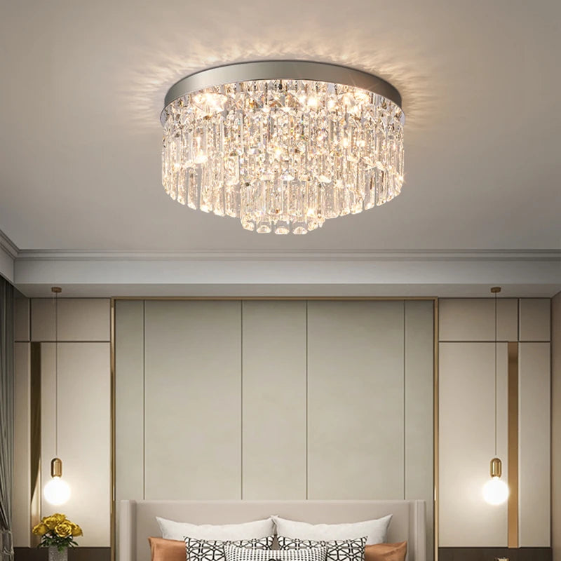 plafonnier en cristal luxe style français atmosphère simple 2024 - vue 5 sur 9