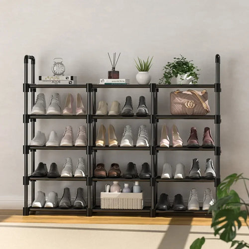 étagère à chaussures multicouche gain de place en métal - vue 2 sur 11