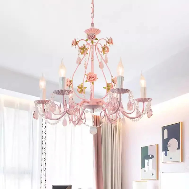 lustre en cristal bouquet floral style pastoral pour chambre d'enfant - vue 5 sur 7