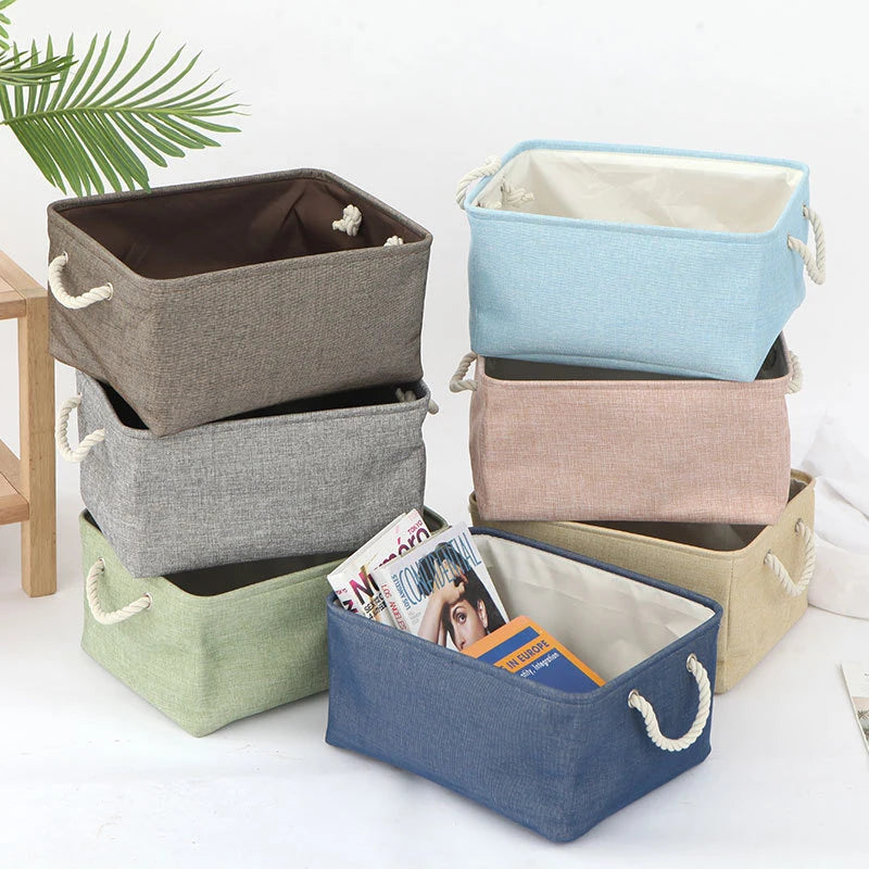 boîte de rangement en lin pour vêtements et jouets divers - vue 7 sur 12