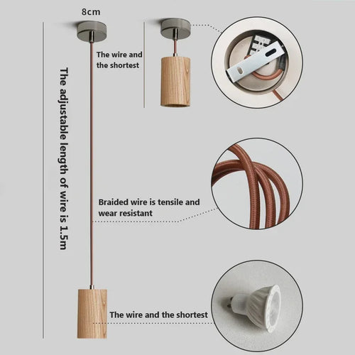 lampe suspendue nordique en bois luminaire décoratif d'intérieur
