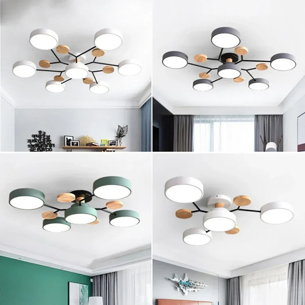 LED-Deckenleuchte aus Holz im nordischen Design für ein elegantes Interieur - vue 6 sur 22