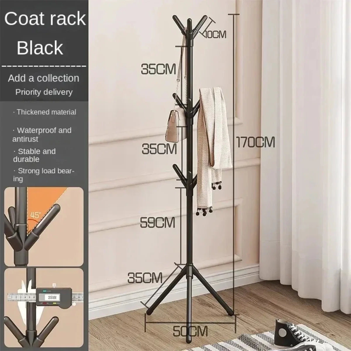 porte-vêtements et chapeaux support vertical en forme de branche d'arbre - vue 7 sur 8
