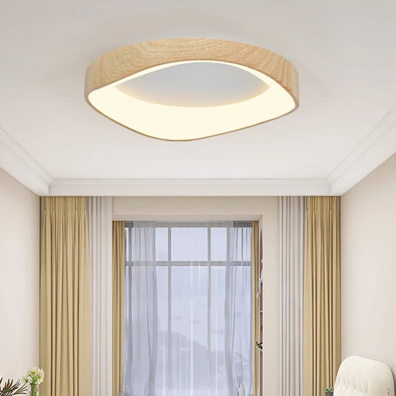 plafonnier en bois rond avec télécommande pour éclairage intérieur - vue 2 sur 21
