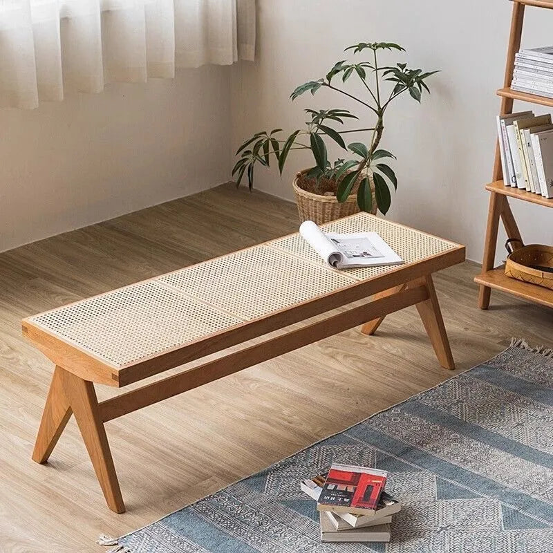 banc en rotin tressé style japonais ancien pour petit espace - vue 2 sur 18