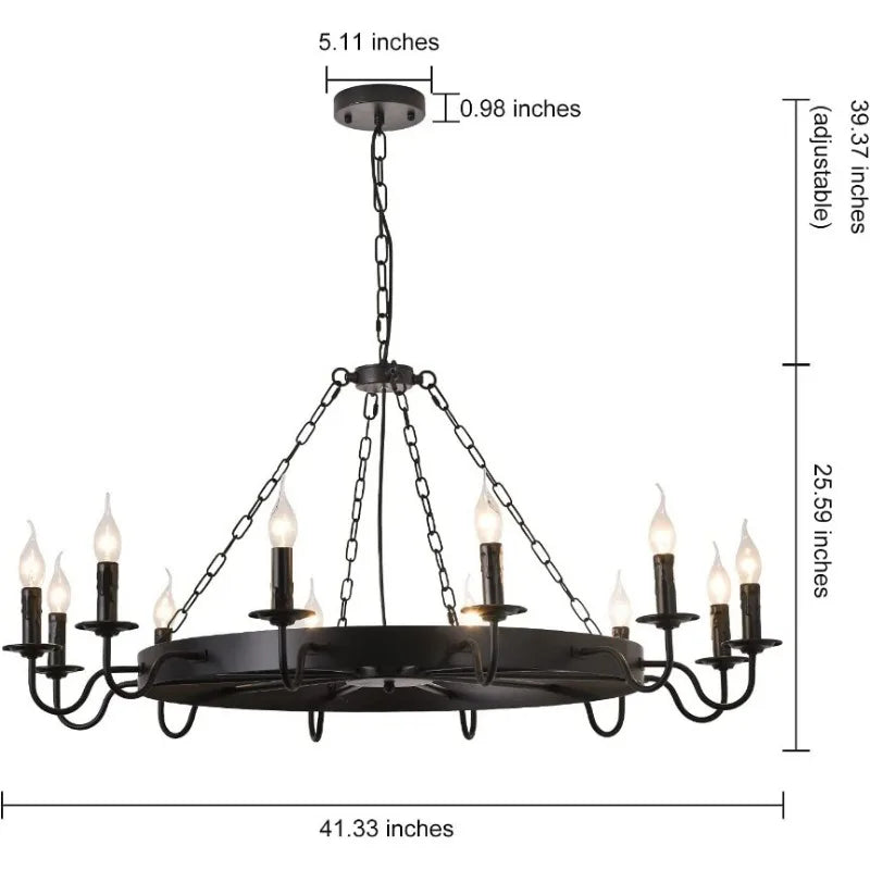 Retro Iron Art Chandelier with Creative Personality, Nostalgic Industrial Style Candle Chandelier, Living Room Lighting Fixture - vue 2 sur 8