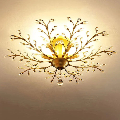 Vintage bougie suspension nordique LED lustre en cristal pour salon chambre cuisine Villa hôtel Hall luminaire