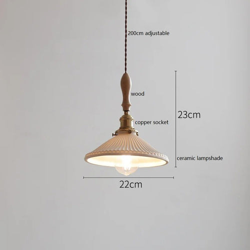 Design-Pendelleuchte LED Schmetterling Keramik und Holz - vue 13 sur 30