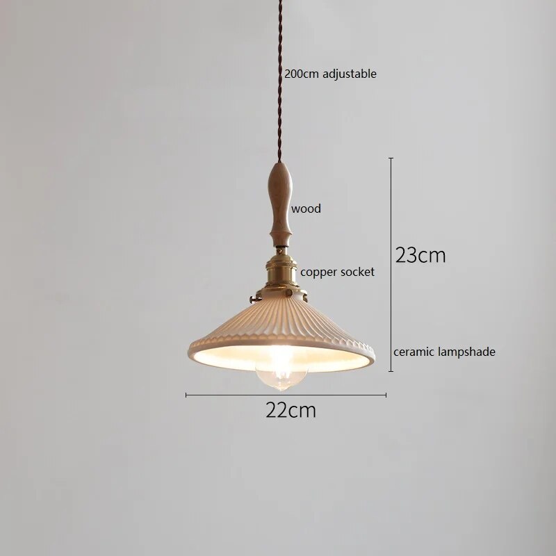 Design-Pendelleuchte LED Schmetterling Keramik und Holz - vue 12 sur 30