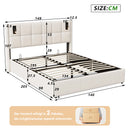 Single and Double Bed with Slatted Frame, Hydraulic Upholstered Storage Bed, Headboard with 2 Reading Light and USB Port, Velvet