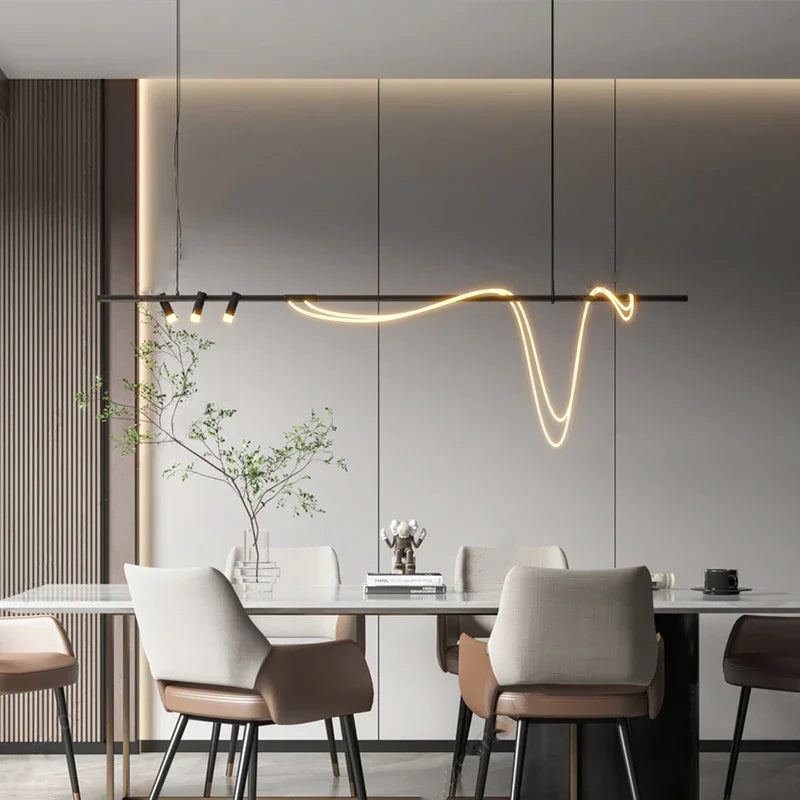 Nordischer LED-Kronleuchter Minimalistisches Design für Restaurant und Bar - vue 3 sur 9