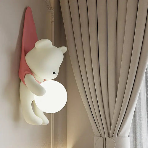 applique murale en résine led petit ours moderne - vue 2 sur 8