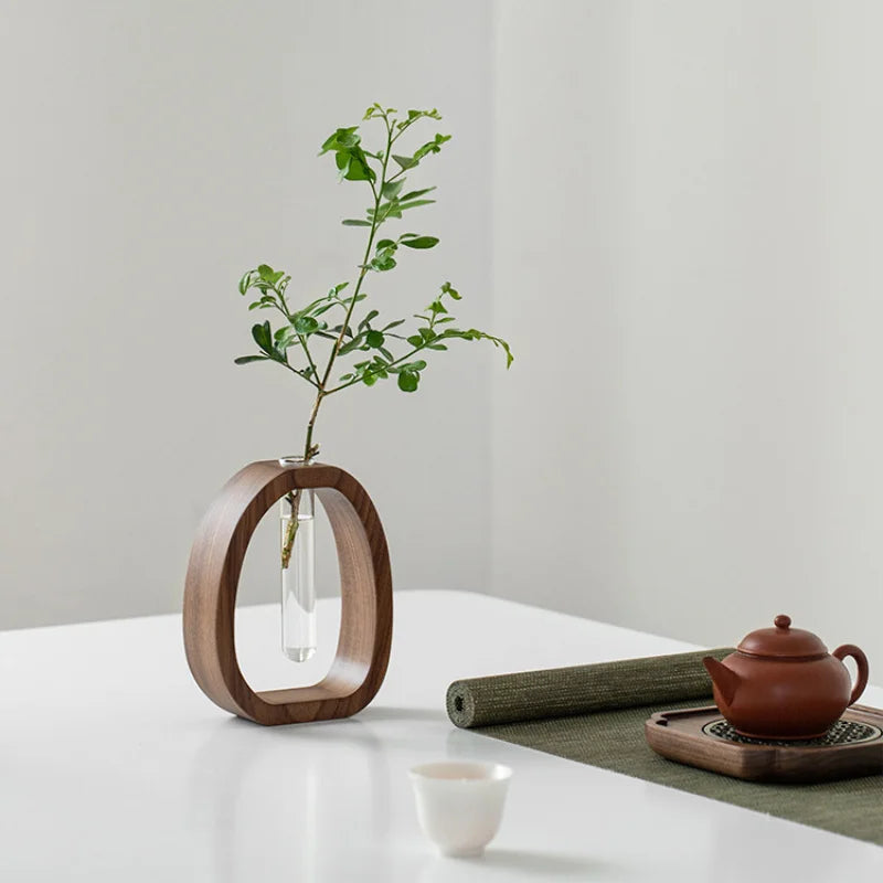 ustensile floral en bois massif vase en verre pour plantes en eau - vue 5 sur 7