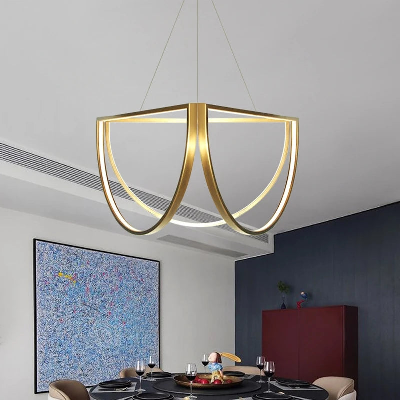 Lustre nordique LED en acier inoxydable - vue 3 sur 8