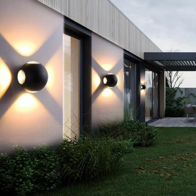 Applique murale LED de jardin étanche ronde à quatre côtés - vue 7 sur 8