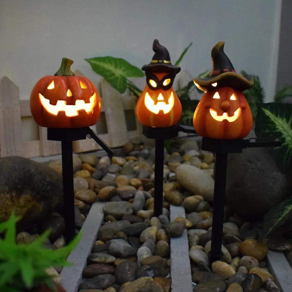 lampe solaire décorative halloween tête de mort corbeau citrouille jardin - vue 9 sur 8