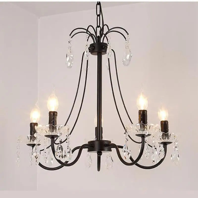 lustre rétro en fer et cristal style américain créatif - vue 5 sur 12