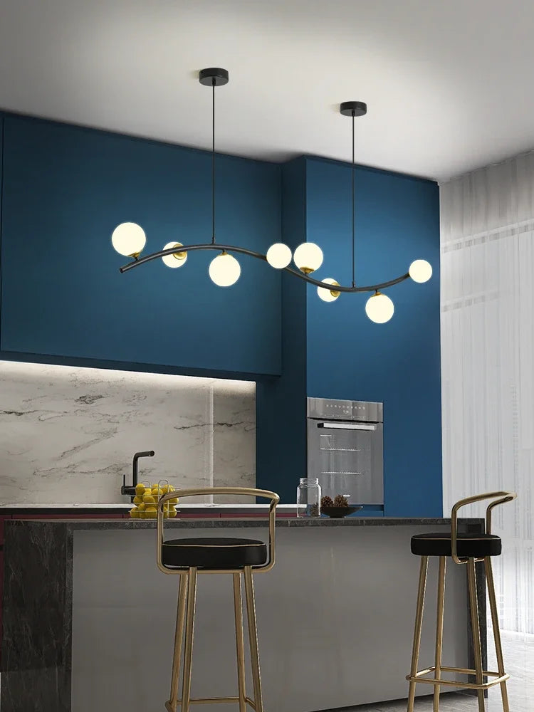lustre en verre noir style nordique moderne pour restaurant et bar - vue 4 sur 10