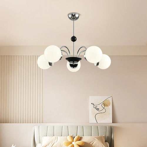 Moderner Kronleuchter Bauhaus Magic Bean französischer Creme-Luxus - vue 4 sur 16