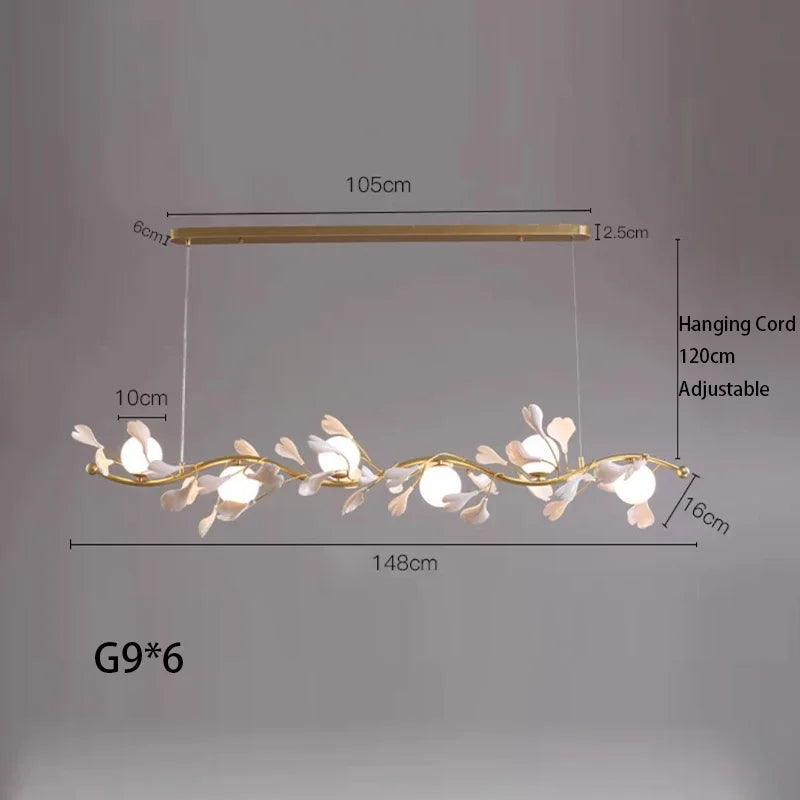 Kreativer LED-Kronleuchter aus Ginkgo-Glas modern
