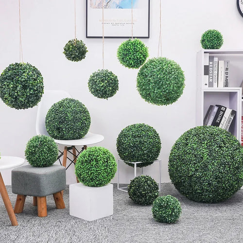 boule décorative en gazon artificiel pour jardin mariage et balcon - vue 2 sur 10