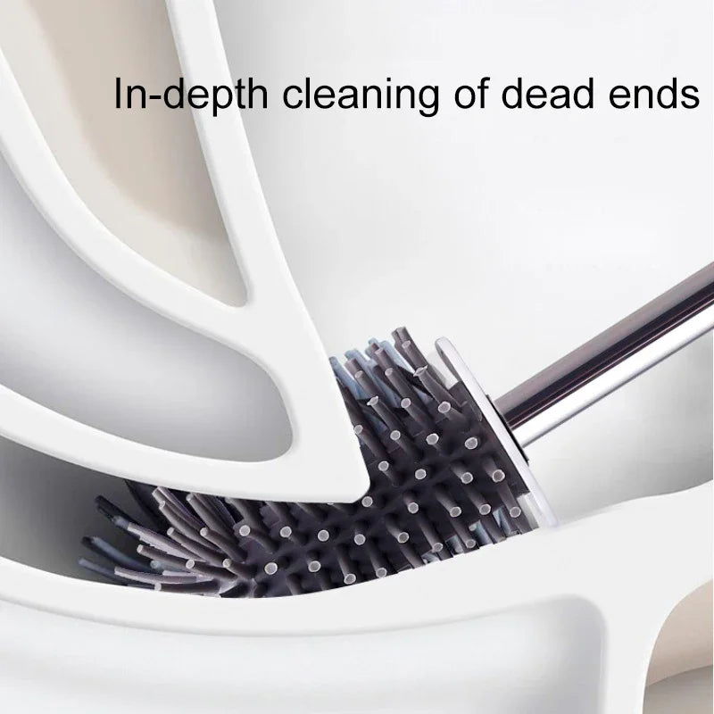 brosse de toilette en silicone avec support mural ou sur pied - vue 5 sur 10