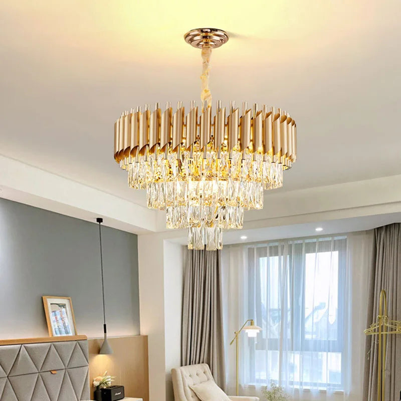lustre en cristal luxueux avec éclairage led pour intérieur