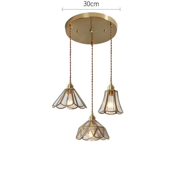 Nordische LED-Pendelleuchte aus Glas und goldenem Körper - vue 13 sur 20